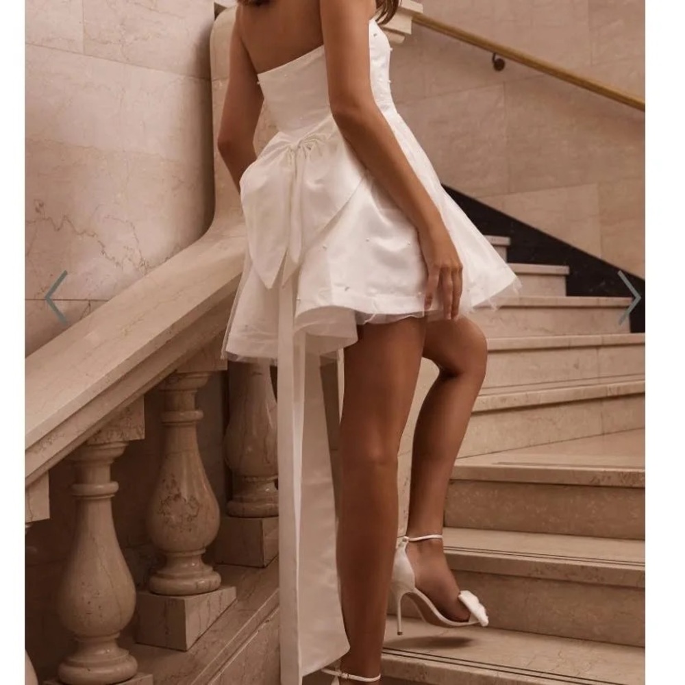 Showpo White Strapless Dress with Bow Detail